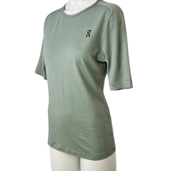 ON Running Womens Merino T-Shirt, Green, Short Sleeve, Wool, Crew Neck, Size S - Picture 8 of 9